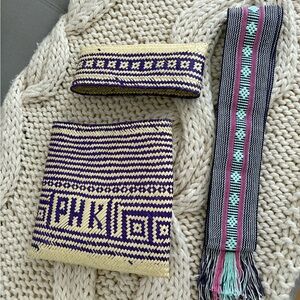 Pippa Holt Handwoven Artisan Belt – Pink & Green Stripes